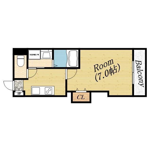 みおつくし城北(1K/1階)の間取り写真