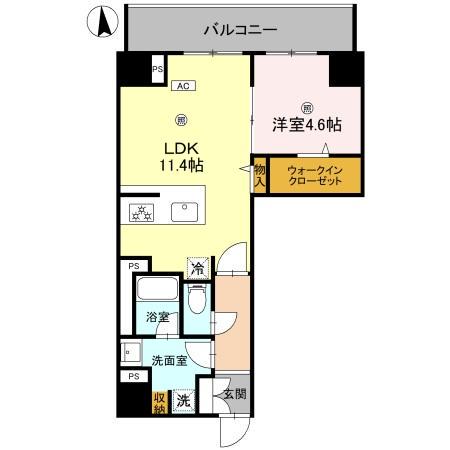 LAZO内久宝寺(1LDK/7階)の間取り写真