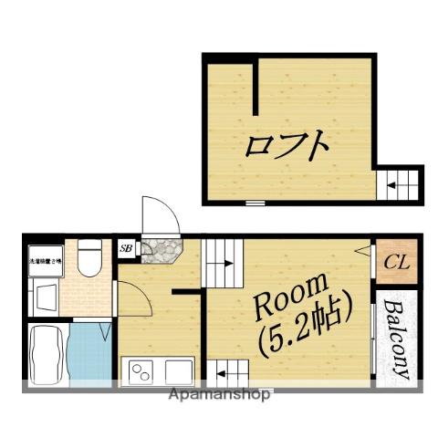 ハーモニーテラス今市Ⅱ(1K/1階)の間取り写真