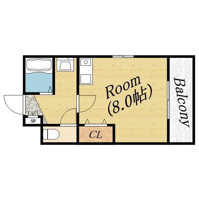 シャローム近江(1K/3階)の間取り写真