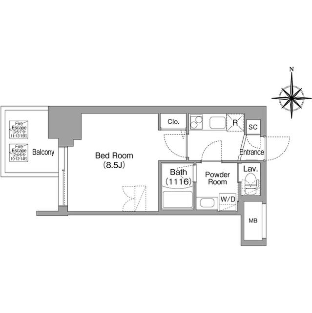 コンフォリア・リヴ大阪本町(1K/11階)の間取り写真