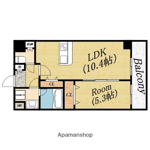 エスケーレジデンス城北(1LDK/2階)の間取り写真