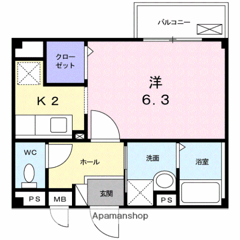くらーる ぶりーぜ(1K/1階)の間取り写真
