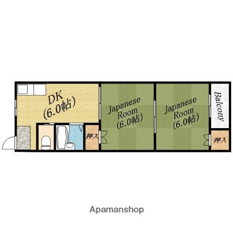 Nハウス(2DK/2階)の間取り写真