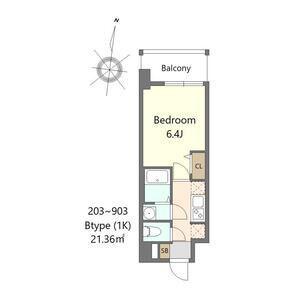 ALIVIS都島北通(1K/6階)の間取り写真