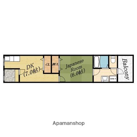 大阪メトロ谷町線 千林大宮駅 徒歩14分 1階建 築51年(1DK)の間取り写真