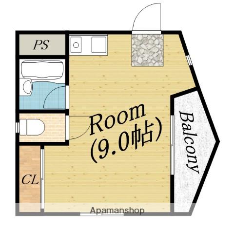 ベルモントマンション(ワンルーム/2階)の間取り写真