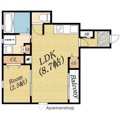 戎ハイツ(1LDK/1階)の間取り写真