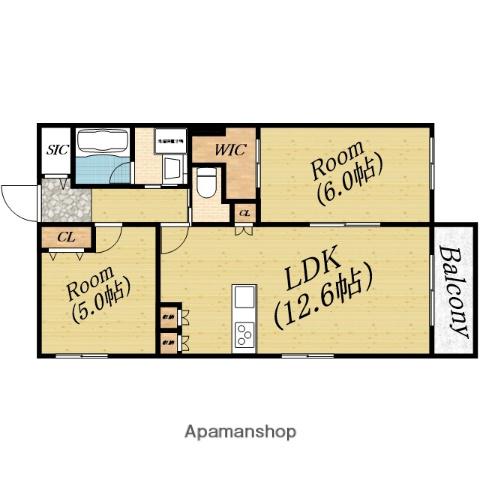 大阪市旭区新森5丁目ヘーベルメゾン(2LDK/2階)の間取り写真