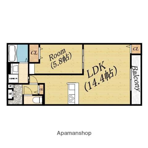 GARANCE新森(1LDK/1階)の間取り写真