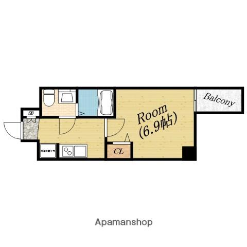 エグゼ大阪CITYルーエ(1K/7階)の間取り写真