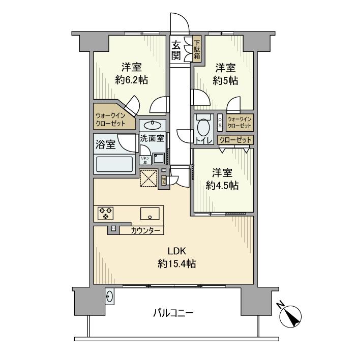 プレサンスロジェ都島レジデンス(3LDK/15階)の間取り写真