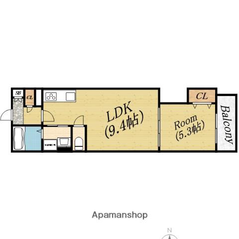 ロータス赤川(1LDK/2階)の間取り写真