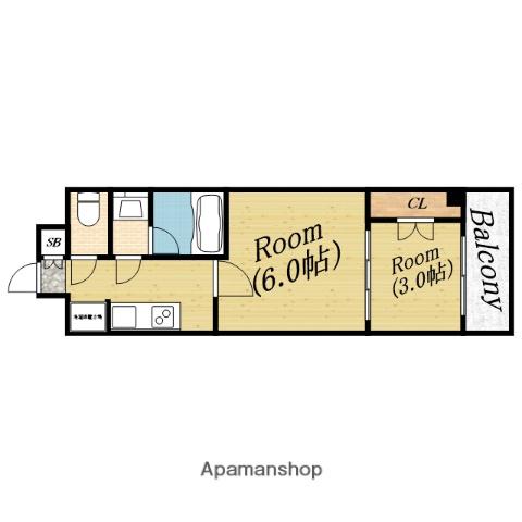 ウエリスアーバン守口(2K/2階)の間取り写真