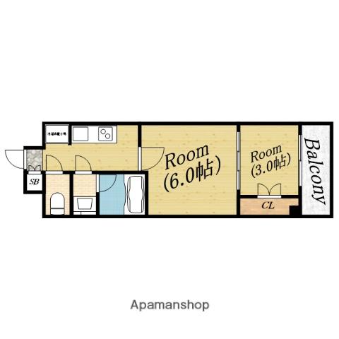 ウエリスアーバン守口(2K/2階)の間取り写真