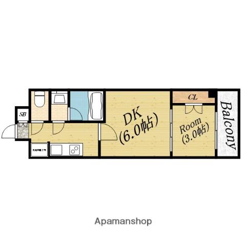 ウエリスアーバン守口(1DK/10階)の間取り写真