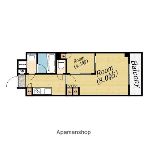 ウエリスアーバン守口(2K/4階)の間取り写真