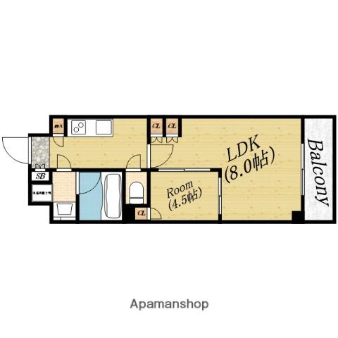 ウエリスアーバン守口(1LDK/10階)の間取り写真