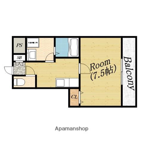 ピュアメゾン(1K/1階)の間取り写真