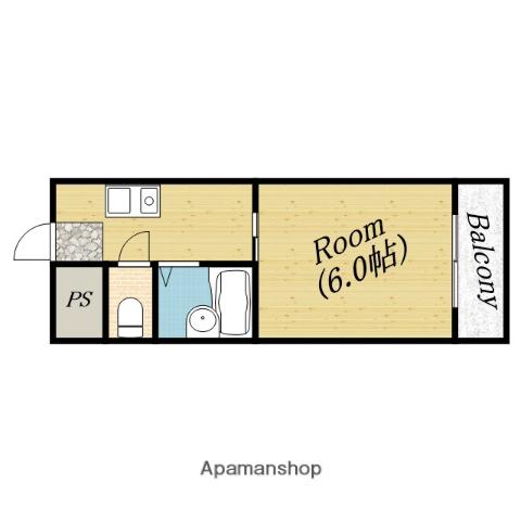 大阪メトロ谷町線 千林大宮駅 徒歩8分 8階建 築50年(1K/5階)の間取り写真