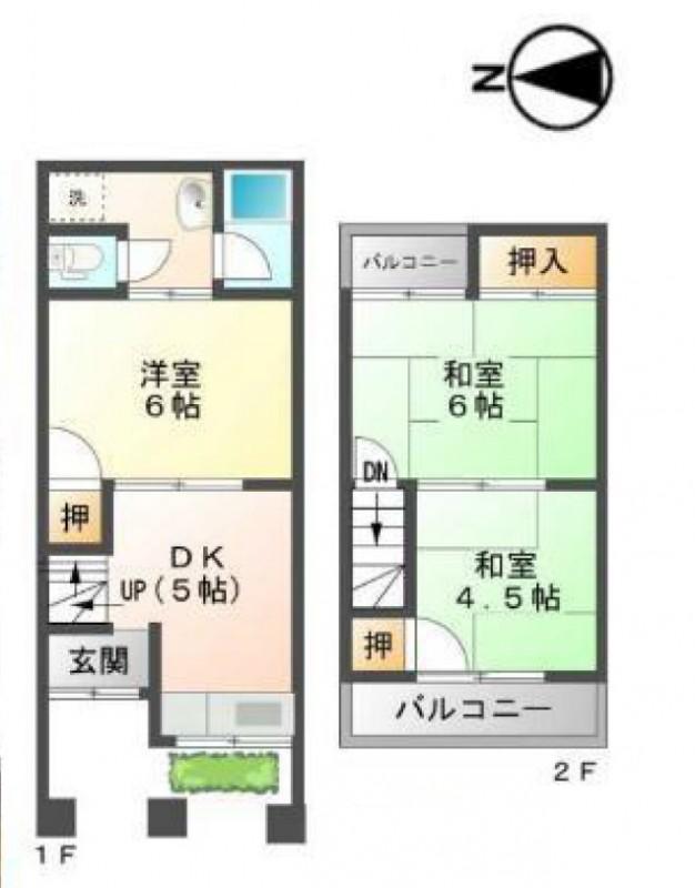 大阪メトロ長堀鶴見緑地 門真南駅 徒歩9分 2階建 築56年(3DK)の間取り写真