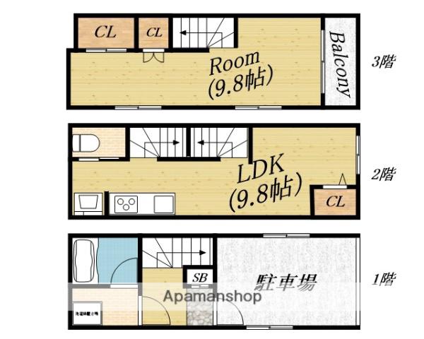 大阪メトロ谷町線 千林大宮駅 徒歩6分 3階建 築15年(1LDK)の間取り写真