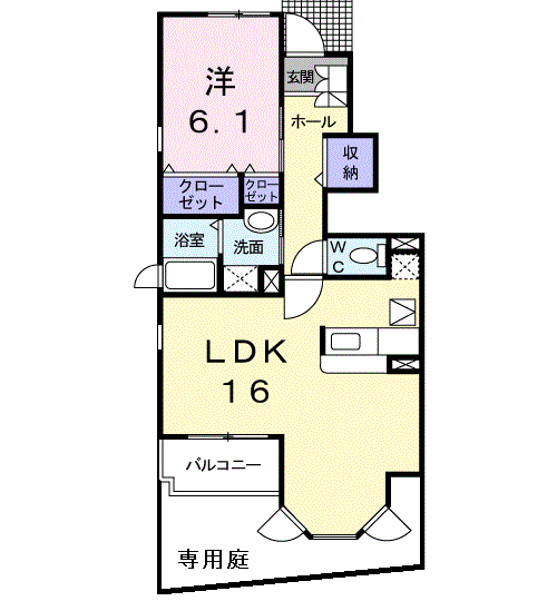 フォーリスト ベル(1LDK/1階)の間取り写真