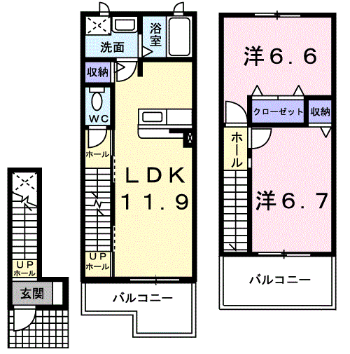 ティアラ・コートA(2LDK/2階)の間取り写真