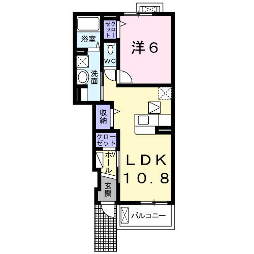 ユングフラウⅢ(1LDK/1階)の間取り写真