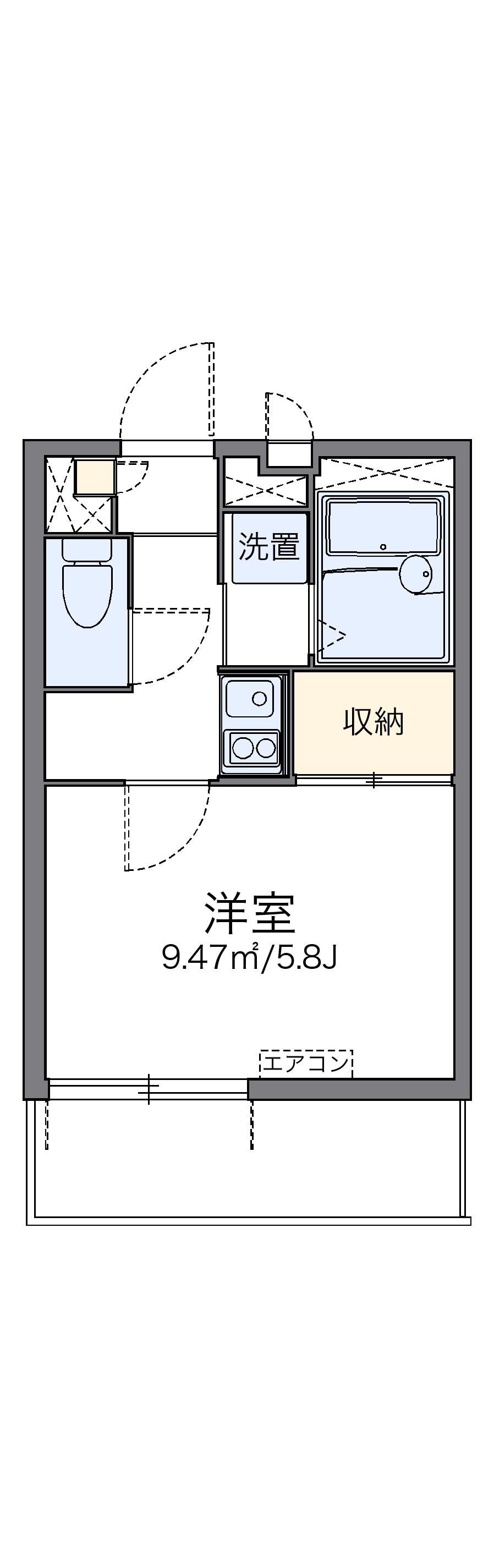 レオパレスOAKCOURT長橋(1K/3階)の間取り写真