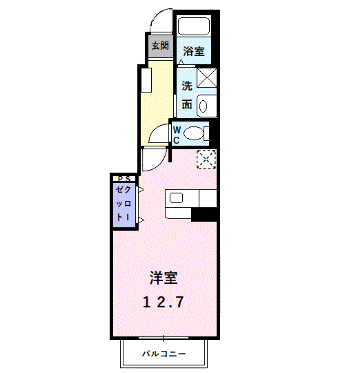 フローラル・ステージ白鷺(ワンルーム/1階)の間取り写真