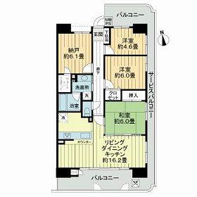 ライオンズマンション住之江公園(3SLDK/8階)の間取り写真