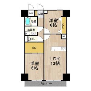 パークモダン住之江公園(2LDK/6階)の間取り写真