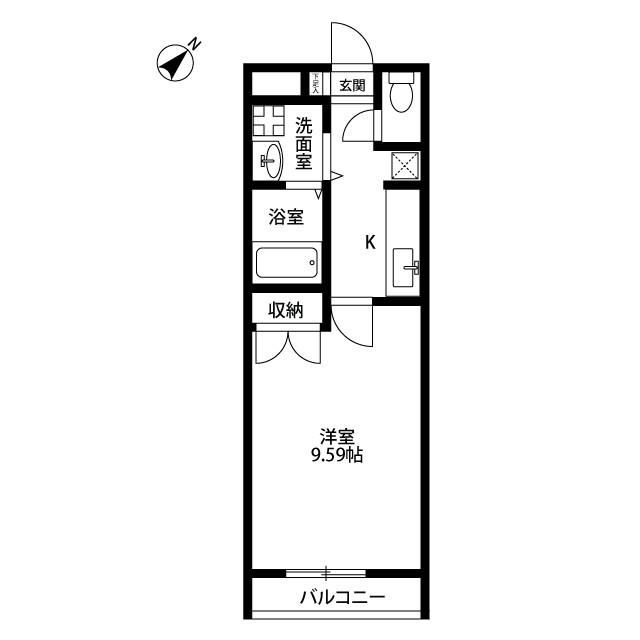 アンプルールクラージュCURE(1K/1階)の間取り写真