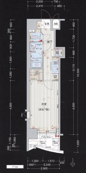 プレサンス本町プライム(1K/12階)の間取り写真