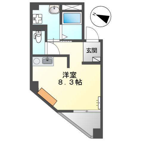 リバパレス靭公園(ワンルーム/2階)の間取り写真