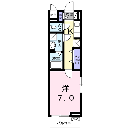 プリティー堺(1K/3階)の間取り写真