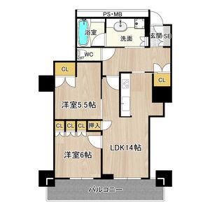阿波座ライズタワーズフラッグ46(2LDK/24階)の間取り写真