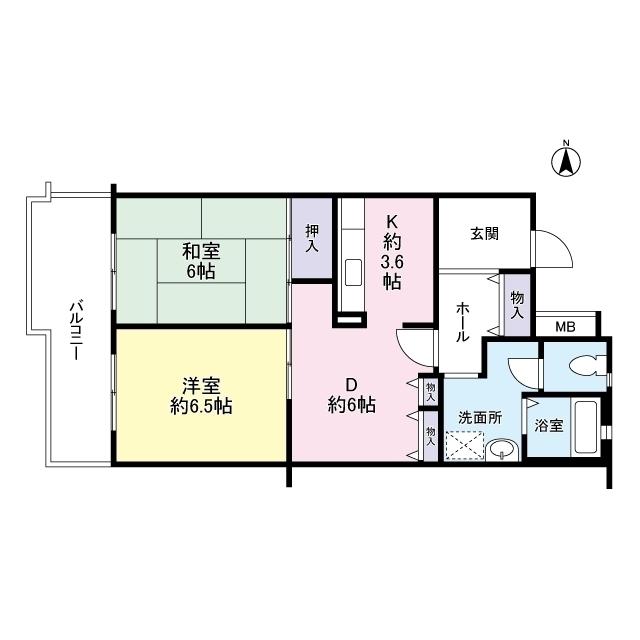 エステート南平野(2DK/5階)の間取り写真