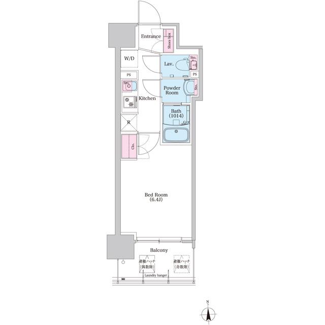 BPRレジデンス新梅田(1K/14階)の間取り写真