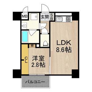 フロンティアタワー九条I(1LDK/4階)の間取り写真