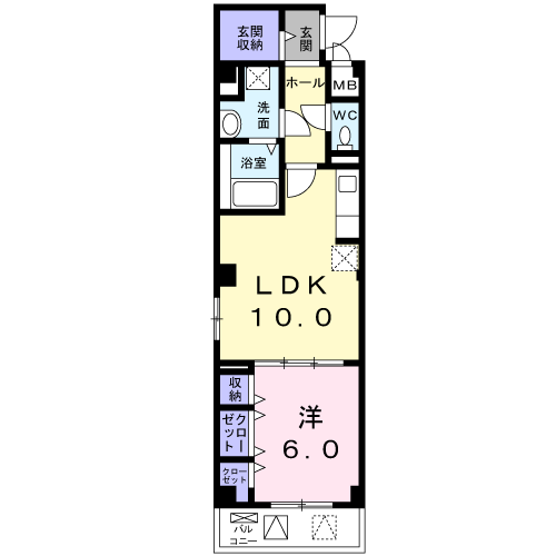 パークサイド・レジデンス(1LDK/3階)の間取り写真