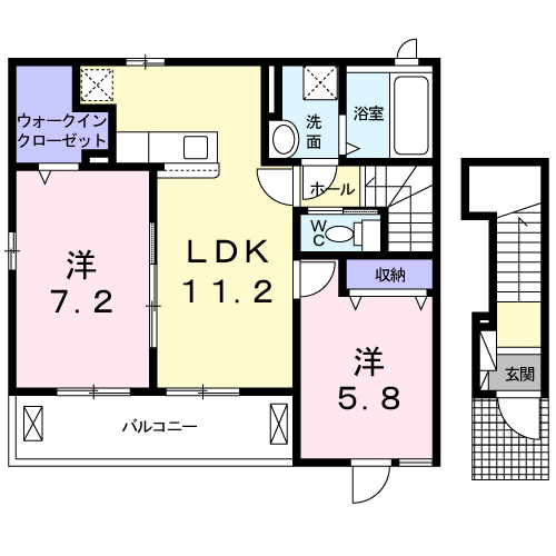 メゾン エリー(2LDK/2階)の間取り写真
