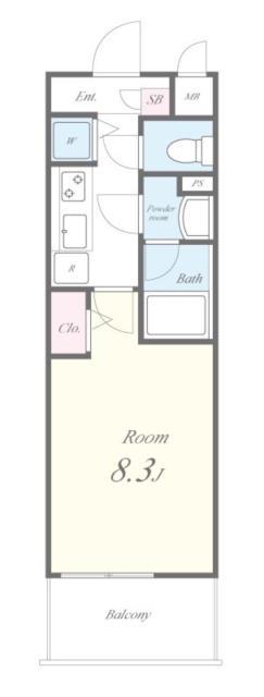 グランパシフィックPINELUXE(1K/8階)の間取り写真