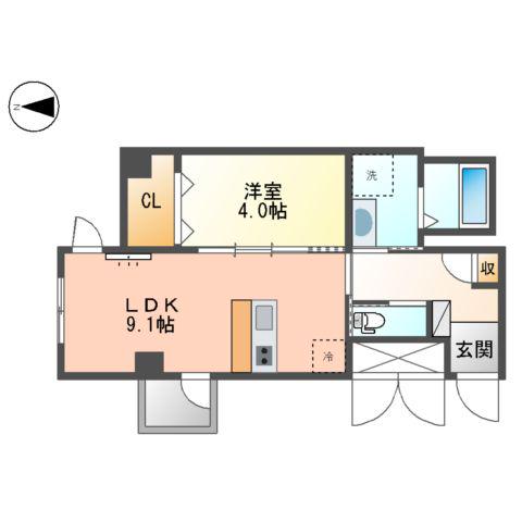 KLALISS(1LDK/2階)の間取り写真