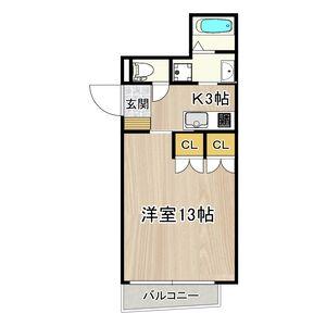 K・H・E(1K/2階)の間取り写真