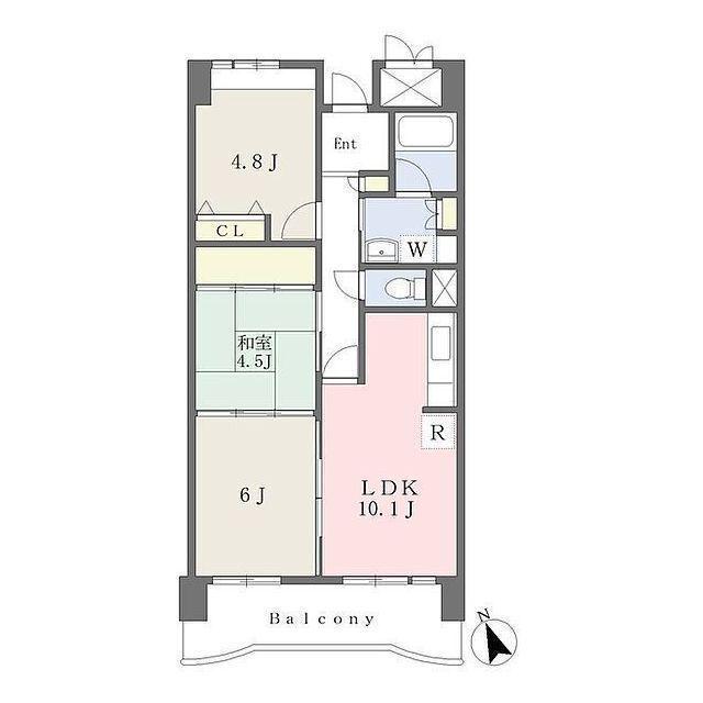 グランデージ住之江(3LDK/5階)の間取り写真