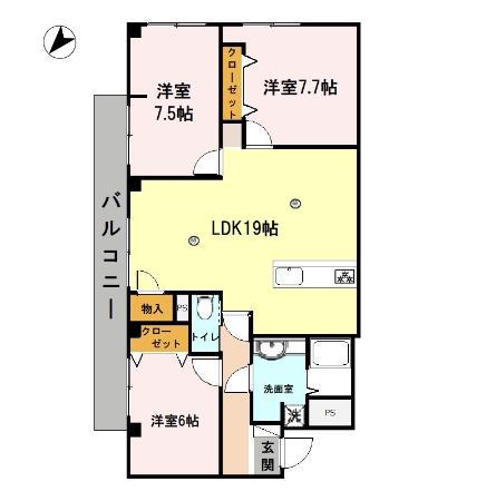 オリオノハイムⅡ(3LDK/3階)の間取り写真