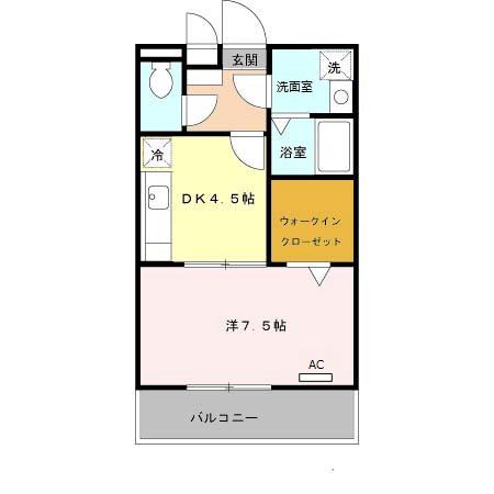 ヴィラージュなかもず(1DK/2階)の間取り写真