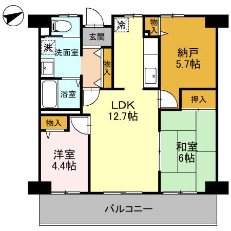 カサベルデ中百舌鳥(2LDK/5階)の間取り写真